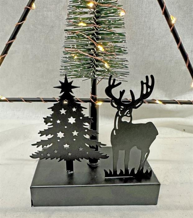 LED Deko Baum 26LEDs mit Hirsch und Baum aus Metall H35cm