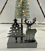 LED Deko Baum 26LEDs mit Hirsch und Baum aus Metall H35cm