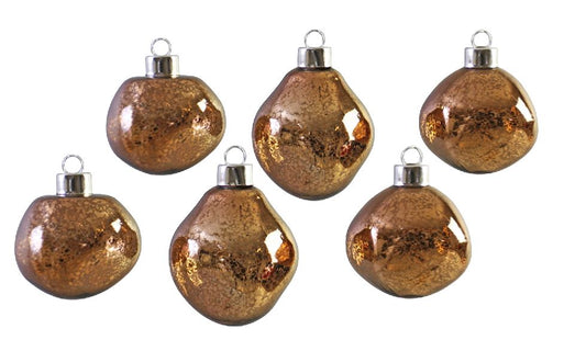 Weihnachtskugel Glas organic 6er Set braun mercury D6-7cm