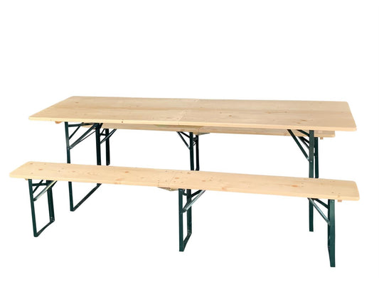 Festbank Garnitur klappbar Holz 1 Tisch: 220x70cm 2 Bänke: 220x25cm