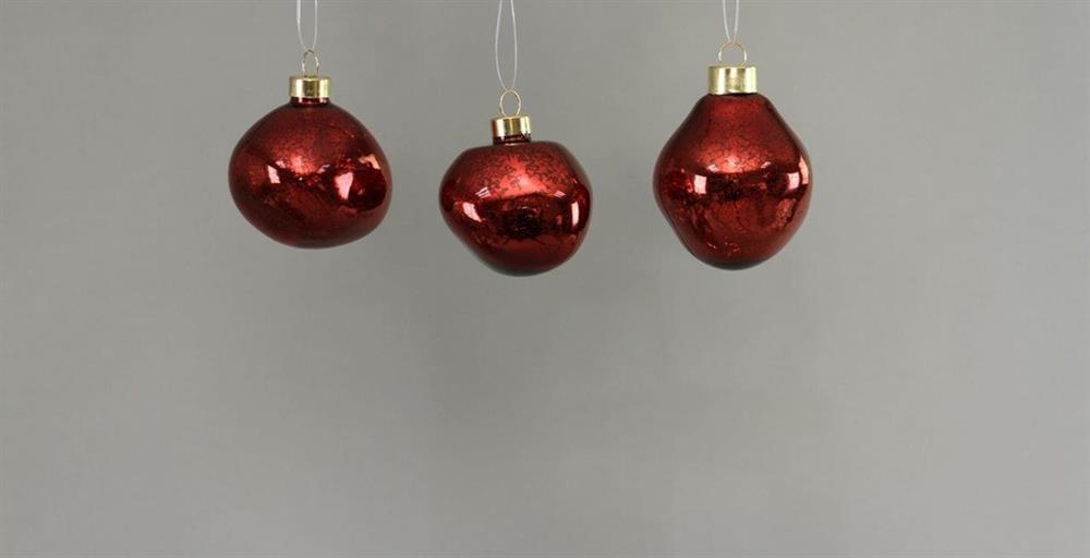 Weihnachtskugel Glas organic 6er Set dunkel rot mercury D6-7cm
