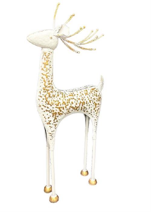 Deko Hirsch aus Metall weiss gold H97cm