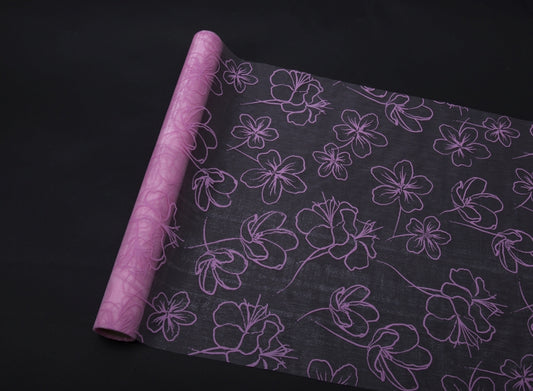 Dekostoff "Organza" gerollt 
und geschnitten pink 
Blumendruck 
36cm x 300cm