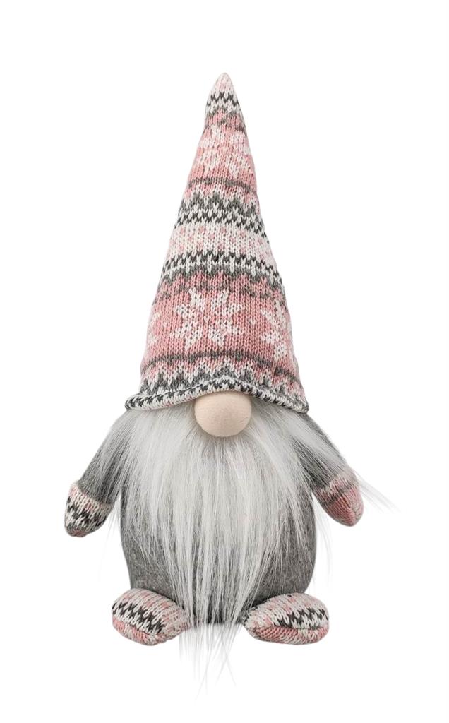 Deko Wichtel Santa 
Farbe: Rosa/Grau 
L:9cm B:13cm H:27cm