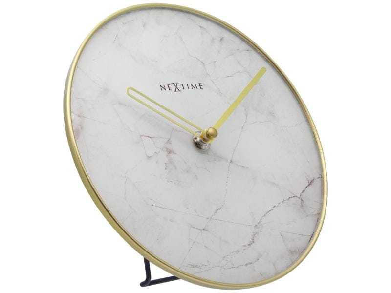 NeXtime horloge de table Marbre Ø 20 cm blanc