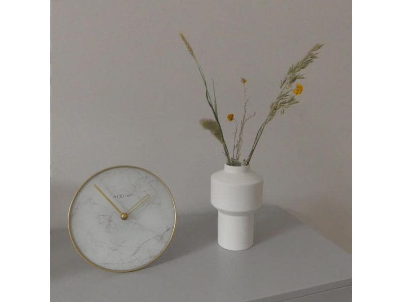 NeXtime horloge de table Marbre Ø 20 cm blanc