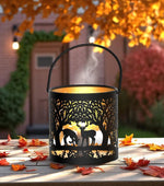 Windlicht Forest 3er Set mit Henkel aus Metall schwarz gold