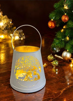 Windlicht Forest aus Metall Farbe weiss gold D20cm H23cm