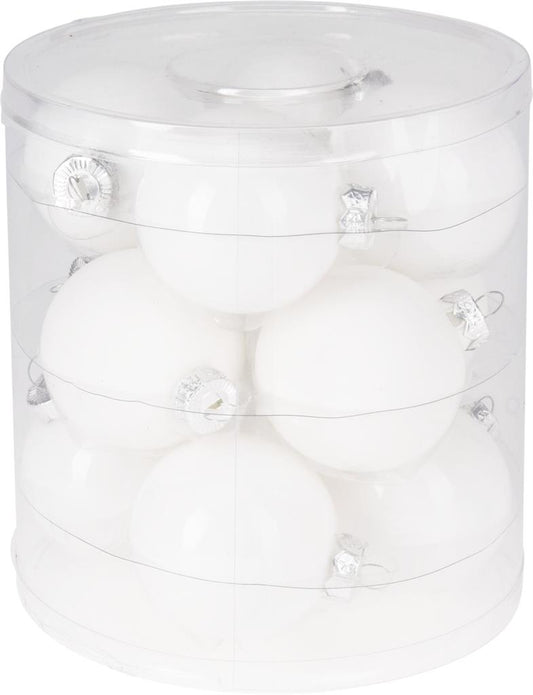 Weihnachtskugel aus Glas Set mit 12 Stk D6cm in Weiss