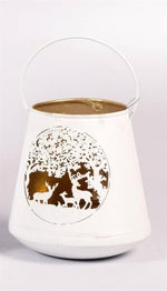 Windlicht Forest aus Metall Farbe weiss gold D16cm H17cm