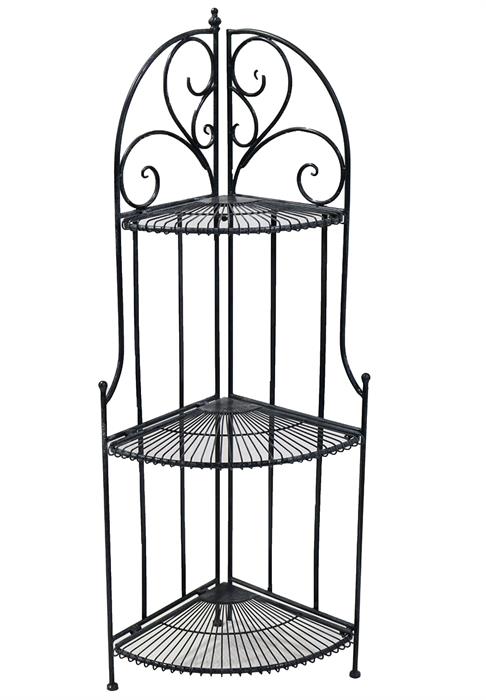Pflanzenständer aus Metall rund 
3 Etagen 
Farbe schwarz 
H125cm