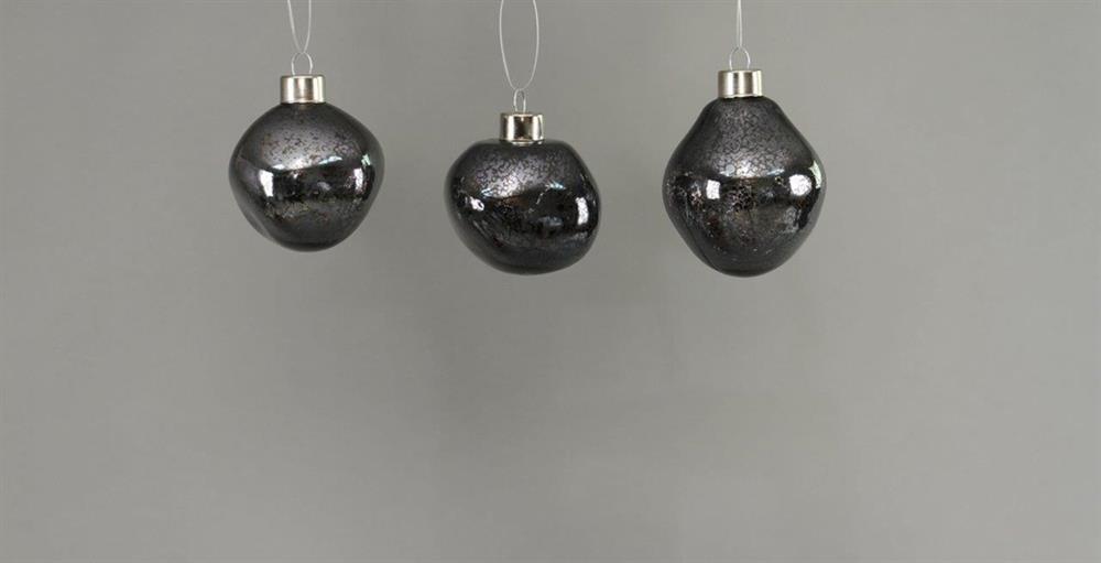 Weihnachtskugel Glas organic 6er Set anthracite mercury D6-7cm