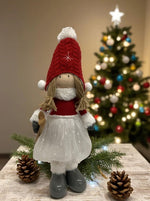 Deko Figur Mädchen stehend 
mit Ski in der Hand H49cm