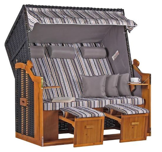 Strandkorb "Ostsee" XXL gestreift oliv/grau