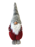 Deko Wichtel Santa stehend, 
Farbe: Rot / Grau, 
L:16cm B:22cm H:55cm
