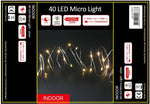 Guirlande lumineuse micro fil LED 40 LED
 L: 390 cm
 fil d'argent