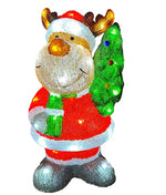 LED Outdoor Acryl Rentier im Santa Gewand mit 50 LED cool white