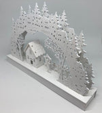 LED Diorama aus Holz mit 10 LED Dorf und Bogen warm weisses Licht