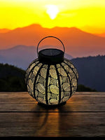 LED Solar Laterne rund D30cm 2 in 1 - Solar oder für Kerzen aus Metall