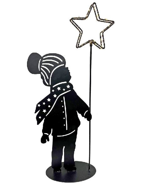 LED Figur Junge aus Metall mit leuchtendem Stern mit 44 LED H60cm