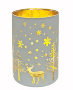 Windlicht aus Glas Farbe: Weiss / Gold D:10cm H:12.5cm
