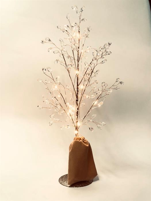 Arbre en cristal LED avec pierres en verre
 et une guirlande lumineuse
 15 LED hauteur 35cm