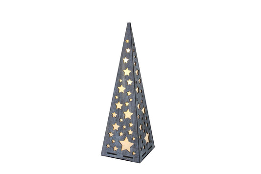 LED Holz-Pyramide mit 20 LED
Sternen Design 
H:57cm