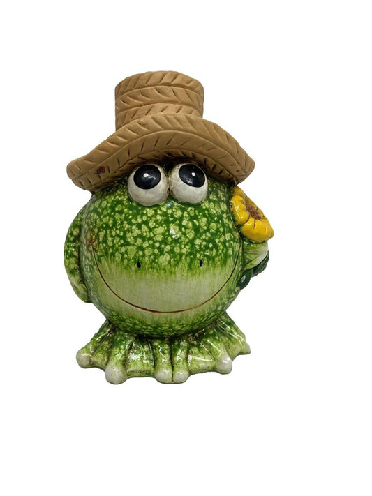 Deko Frosch 
mit Hut und Blume 
7 x 5.8 x 8.5cm