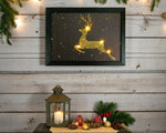 LED Bild aus Canvas 4 LED
mit Holzrahmen
Motiv: Hirsch in Gold mit Sternen