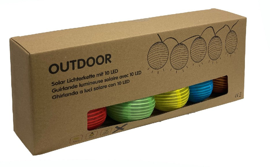 LED Solar Lichterkette mit farbigen 
Nylon Balls,
D: 7cm mit 10 LED