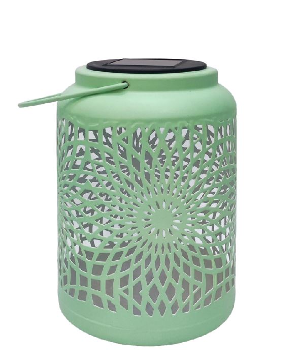 LED Solar Laterne in Grün aus Metall D12.5cm x H17.5cm