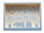 Supporto decorativo a LED 
Villaggio NATALE con 33 LED
 realizzato in legno con caldo
 luce bianca