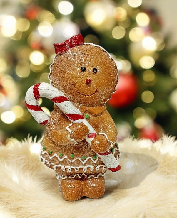 Deko Lebkuchen mit Zuckerstange aus Polyresin