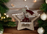 Deko Aufsteller Stern mit Rentier und Wald aus Holz