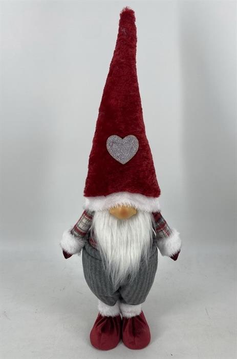 Deko Wichtel Santa stehend Farbe: Grau/Rot L13cm x B20cm x H57cm