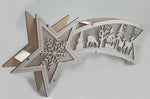 LED Xmas Meteor aus Holz 
mit Hologrammfolie 7 LED 
L3cm x H15cm x B38.8cm