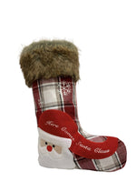 Weihnachtsstiefel Santa H:40cm B:27cm Farbe: Rot/Weiss Karo