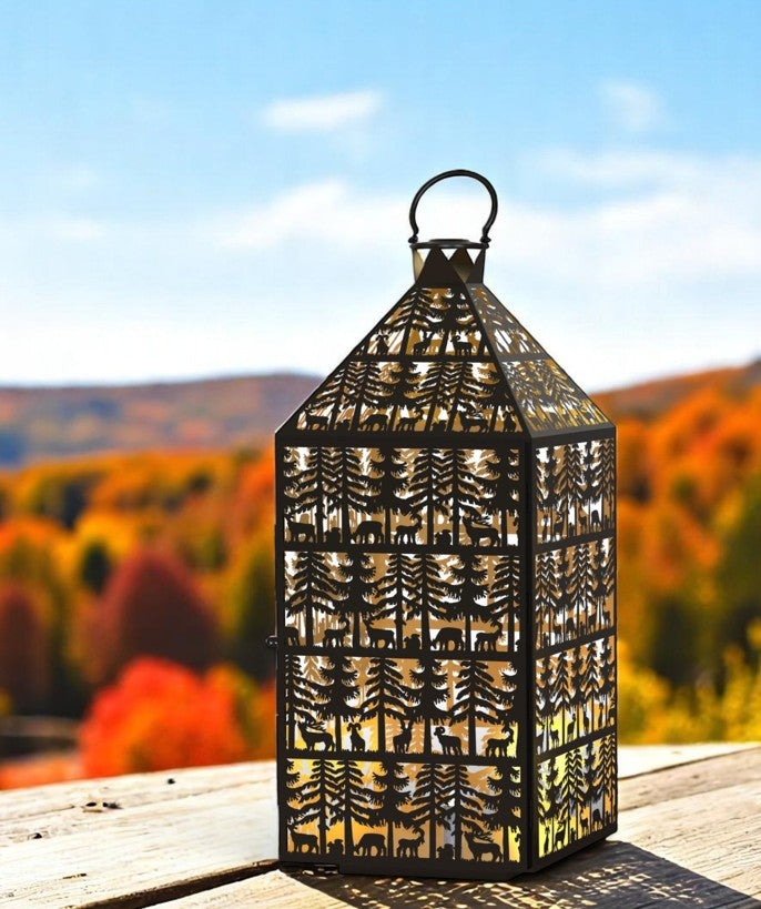 Laterne Forest 4er Set aus Metall Schwarz gold