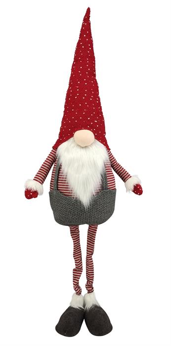 Deko Wichtel Santa stehend 
Farbe: Rot / Weiss 
B:40cm T:23cm H:142cm