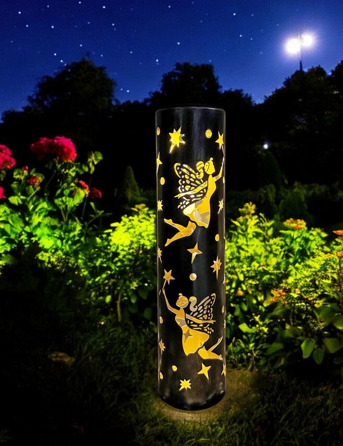 LED Solar Lampe aus Metall mit 1 LED zum Aufstellen oder Stecken D:8.7cm H:38cm