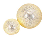 LED Glas-Ball Silber 2er Set - gebrochenes Glas mit Mosaikstruktur D: 10cm u. 15cm