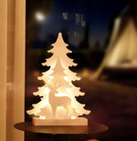 LED Deko-Aufsteller mit 16 LED H: 40.5cm Motive: Tannen und Rentier Farbe: Weiss