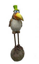 Deko Vogel auf Stein 
mit grünem Zylinder 
Grösse 12 x15 x40cm