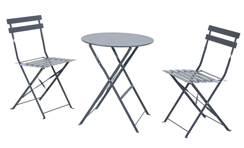 Bistro Set aus Metall Gartentisch und 2 Stühle Farbe: anthrazit matt