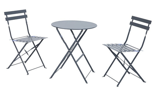 Bistro Set aus Metall Gartentisch und 2 Stühle Farbe: anthrazit matt