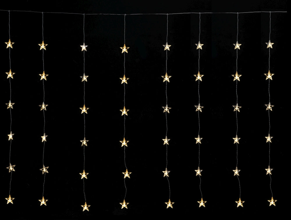 LED Lichtervorhang Outdoor mit Sternen 100 LED B: 225cm H: 200cm Warm weisses Licht