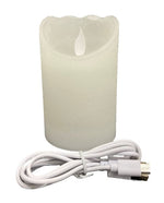 Bougie en cire LED rechargeable
 avec câble USB blanc
 P7,5cm H12,5cm