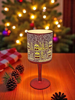 Windlicht Kelch aus Glas Bergdorfmotiv rot weiss