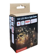 LED Outdoor Micro Draht Lichterkette 
Cluster 100 LED L:200cm
silber Draht