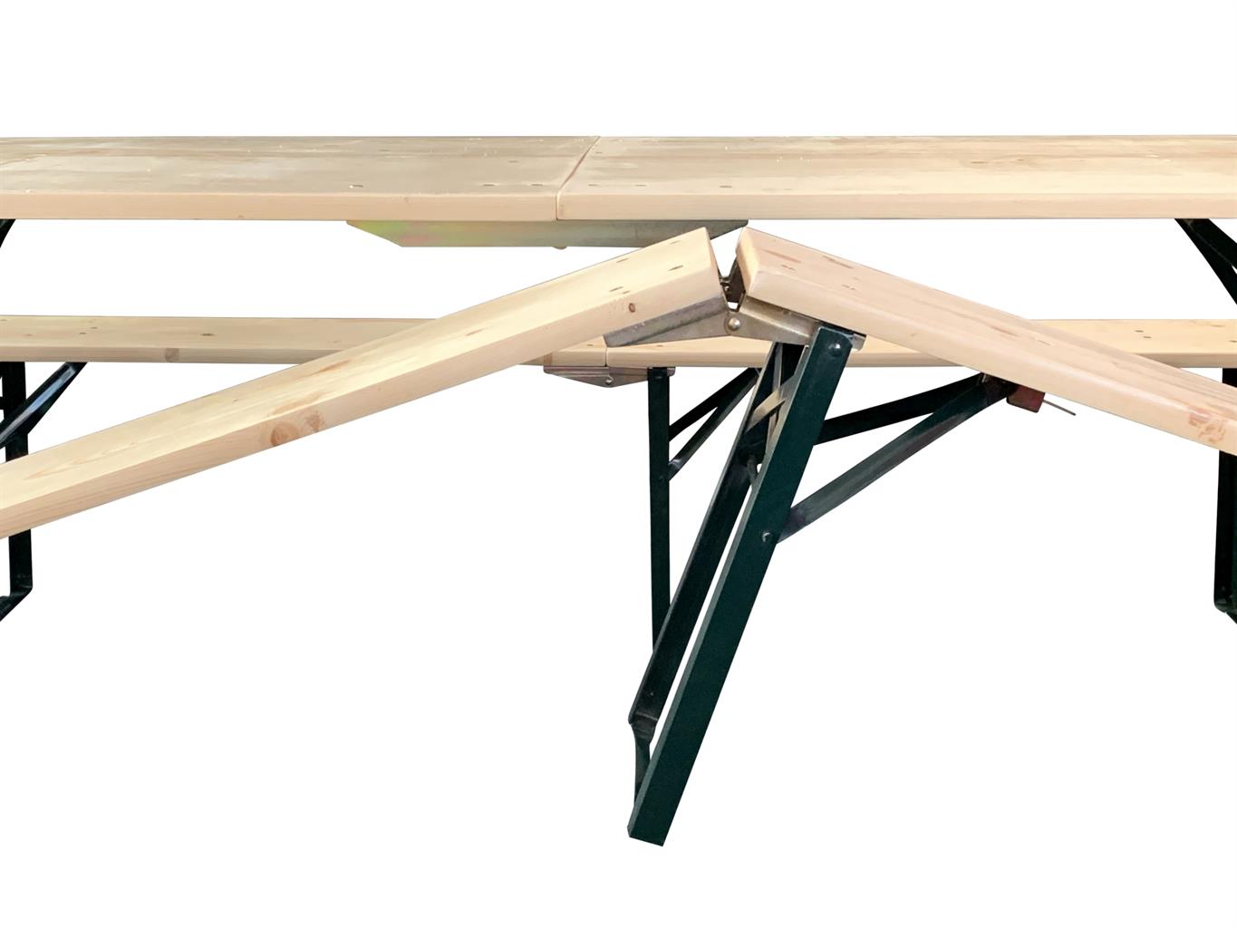 Festbank Garnitur klappbar Holz 1 Tisch: 220x70cm 2 Bänke: 220x25cm